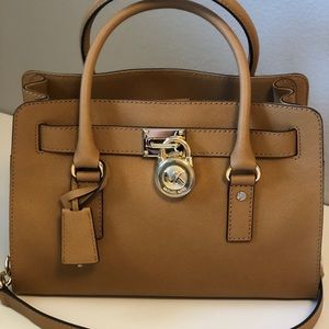 Brown Michael Kors Hamilton Leather Satchel